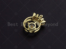 Load image into Gallery viewer, 18K Gold Micro CZ Pave with Big CZ Crown Pendant, Gold Crown Charm,  Crown Beads, Jewelry Findings, 14x20mm, sku#LK47