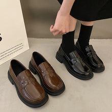 Load image into Gallery viewer, Women's Vintage Preppy Leather Casual Shoes - Round Toe Platform Shoes