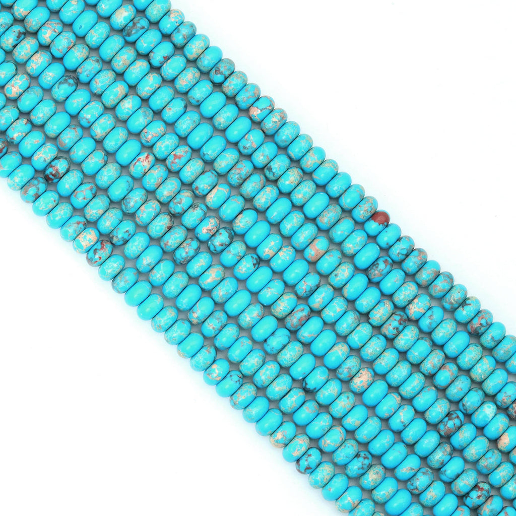 5x8mm Smooth Rondelle Blue Imperial Jasper Beads, Sku#U2120