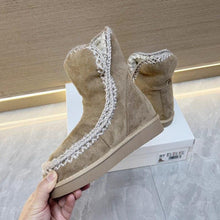 Load image into Gallery viewer, Women's Suede Snow Boots with Faux Fur Lining &amp; Bow Detail – Warm, Non-Slip, Flat Sole