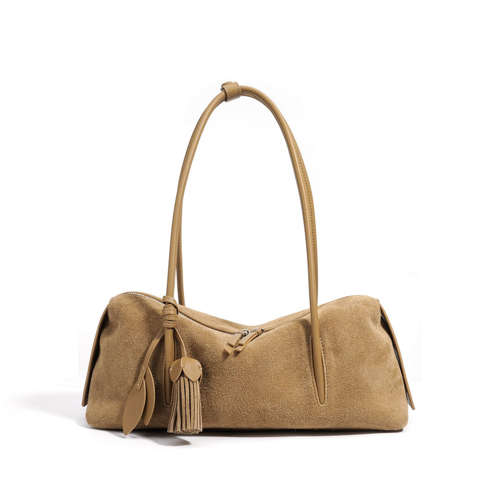 Women's Suede Leather Pillow Shoulder Bag | Minimalist Crossbody Handbag