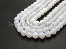 Load image into Gallery viewer, Quality Natural Milky White Agate Beads, Round Smooth 6mm/8m