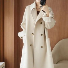 Load image into Gallery viewer, Long Below-the-Knee Double-Breasted Wool Coat In Korean Style