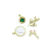 Load image into Gallery viewer, Colorful CZ Dance Girl Round Flower Butterfly Charm Pendant,Sku#LK1256