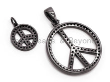 Load image into Gallery viewer, CZ Pave On  Micro Pave Peace Sign Round Pendant,SKU#F363