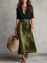 Load image into Gallery viewer, Button-Down Shirt &amp; Straight Skirt Two-Piece Set