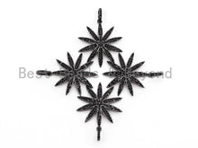 Load image into Gallery viewer, Black CZ Pave On Black Micro Pave Star Pendant/Charm,Cubic Zirconia Paved Charm, Necklace Bracelet Charm Pendant, 28x32mm,1pc, sku#F384