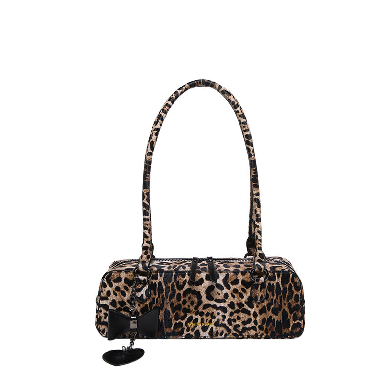 Leopard Print Tote Bag – Retro European Style Handbag | Black, Brown & Yellow
