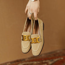 Load image into Gallery viewer, Women's Retro Metal Buckle Slip-On Loafers - Chunky Heel Platform Flats