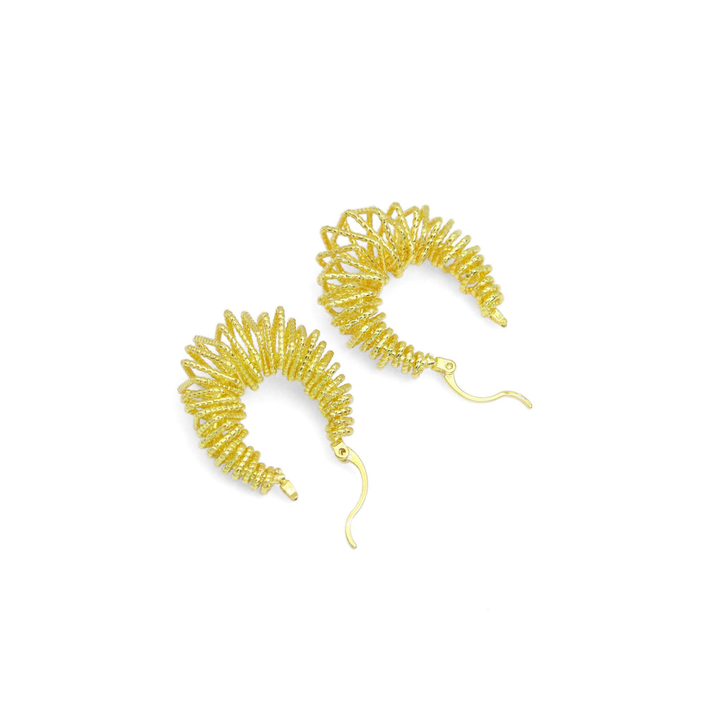 Gold Silver Twisted Oval Earrings, Sku#A261