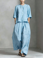 Load image into Gallery viewer, Three-Quarter Sleeve Shirt &amp; Loose Trousers Two-Piece Set