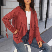 Load image into Gallery viewer, Women's Loose Long Sleeved Tassel V-neck Temperament Concert Cardigan Top Jacket
