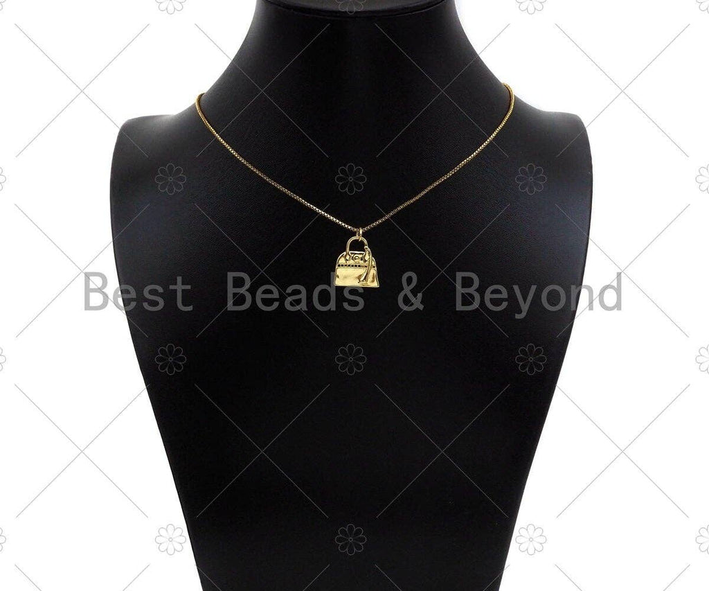 18K Dainty Gold Fashion Bag Shape Pendant/Charm,Gold Bag Medallion Charm, Necklace Bracelet Charm Pendant,18x17mm, Sku#LK232