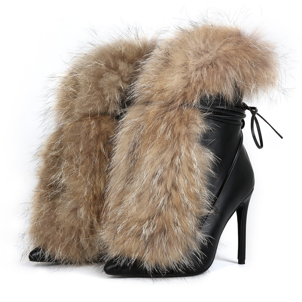 Women's Plus Size Pointed-Toe Stiletto Ankle Boots | Side Zipper | Black | EU 36–47