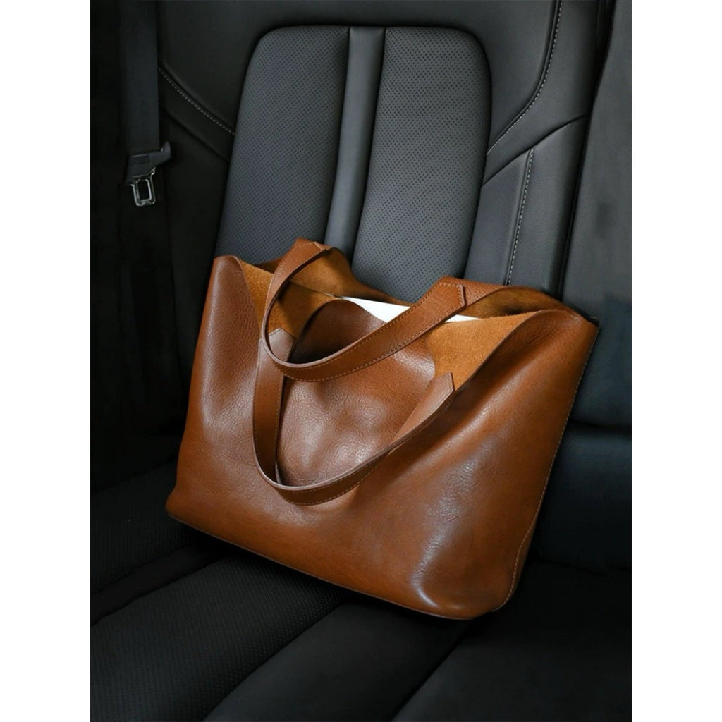 Women's Large Capacity Retro Bucket Bag – PU Leather Crossbody & Tote Dual-Use Handbag