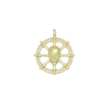 Load image into Gallery viewer, Clear CZ Skull On Steering Wheel Charm Pendant, Sku#LK1150
