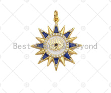 Load image into Gallery viewer, Colorful Enamel Pave Evil Eye On Sunflower Shape Pendant, Gold Enamel Flower Pendant, CZ Micro Pave Enamel Jewelry Findings,25x27mm,Sku#L443