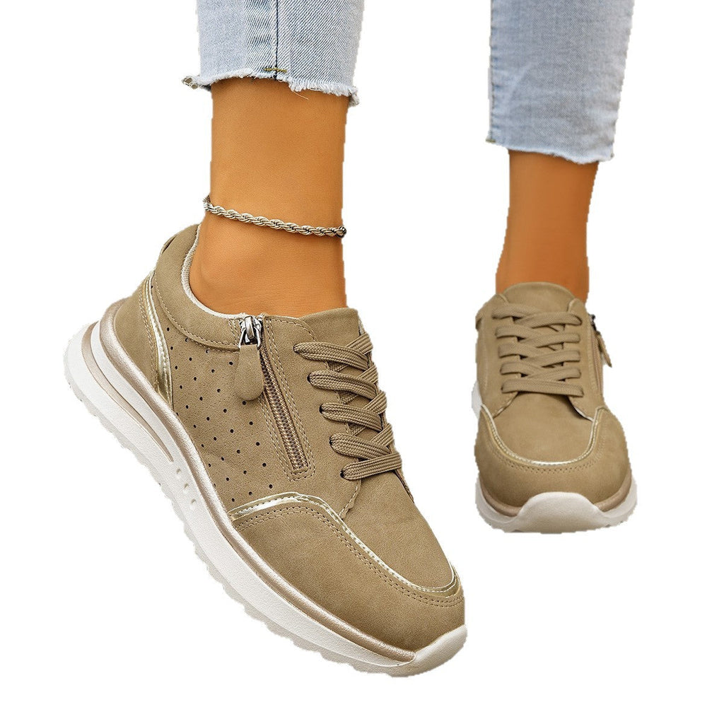 Women's Side-Zip Chunky Sole Sneakers - Breathable Casual Fashion Sneakers
