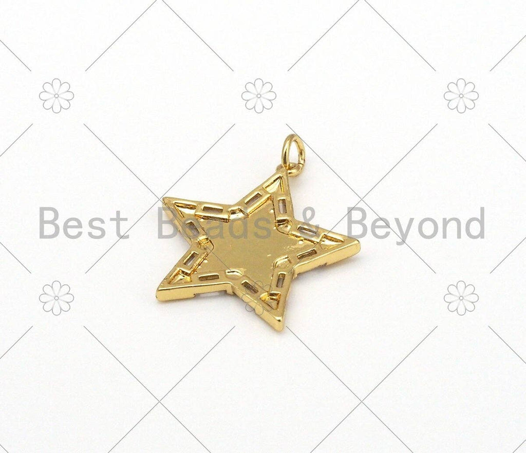Enamel Colorful Five Point Star Pendant, Gold Filled Enamel Star Charm,Enamel Jewelry Findings,25mm,Sku#F1416C