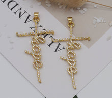 Load image into Gallery viewer, CZ Hope Words On Cross Charm, Sku#LK629