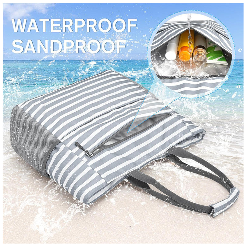 Large Waterproof Beach Tote Bag – Foldable, Sandproof & Lightweight for Travel