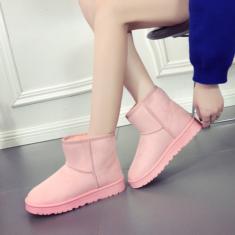 Women's Faux Fur Snow Boots | Suede Flat Heel Winter Ankle Boots