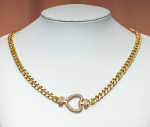 Load image into Gallery viewer, Gold Cuban Chain Heart Necklace, sku#CL18