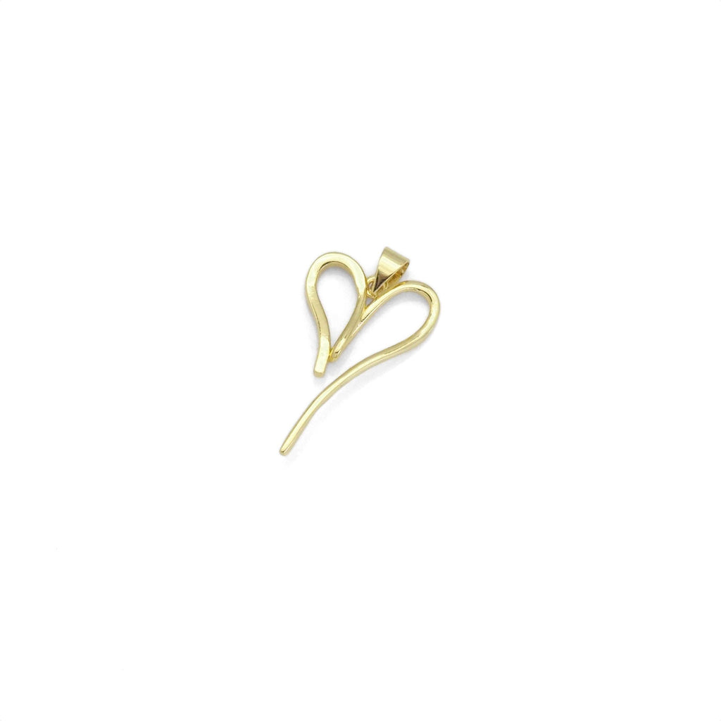 Gold CZ Heart Sahpe Charm, Sku#LK886