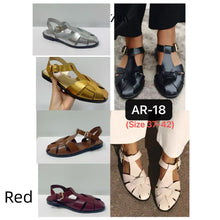 Load image into Gallery viewer, Women's Buckle Strap Mid-Heel Sandals | Round Toe Faux Leather Multi-Color
