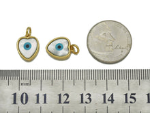 Load image into Gallery viewer, Enamel Evil Eye On Mother of Pearl Heart Charm, Sku#L670