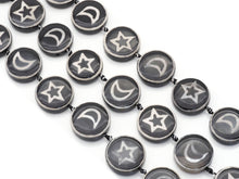 Load image into Gallery viewer, Natural Black White Moon Star Tibetan Agate Smooth Coin Beads, 30mm, Sku#U1403