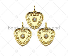 Load image into Gallery viewer, Gold Filled Flower on Heart Shape Pendant, Micro Pave CZ 18K Gold Filled Charm, Necklace Bracelet Charm Pendant,13x15mm,Sku#Z1354