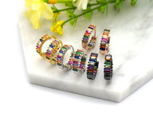 Load image into Gallery viewer, Rainbow CZ Micro Pave Huggie Earrings, sku#J46C