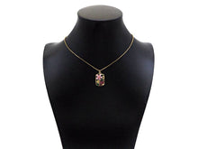 Load image into Gallery viewer, Colorful CZ Gold Flower On Rectangle Charm, Sku#LK336