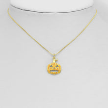 Load image into Gallery viewer, Orange CZ Pumpkin Halloween Charm, Sku#A208