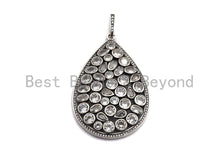 Load image into Gallery viewer, CZ Micro Pave Teardrop Pendant, Antique Silver Tone, Cubic Zirconia Pave Big Teardrop Charm Pendant, 36x55mm,sku#F1007