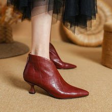 Load image into Gallery viewer, Women's Elegant Pointed-Toe Ankle Boots | Genuine Cowhide Leather | Velvet Lining Option