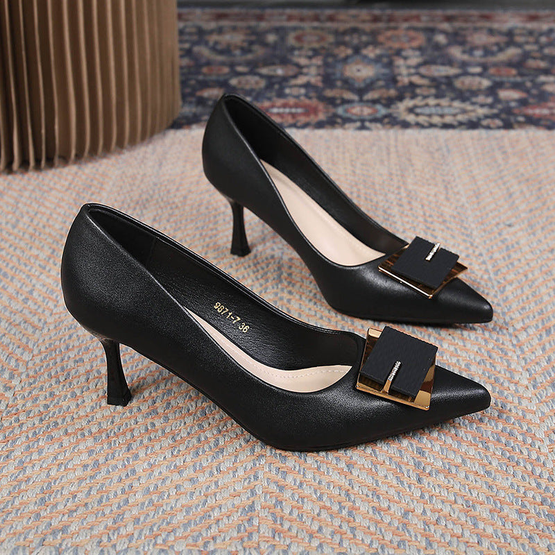Women's Stiletto Heels | Rhinestone Pointed-Toe PU Leather Pumps