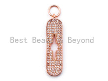 Load image into Gallery viewer, White CZ Micro Pave Oval with Hollow Star charm , sku#L34