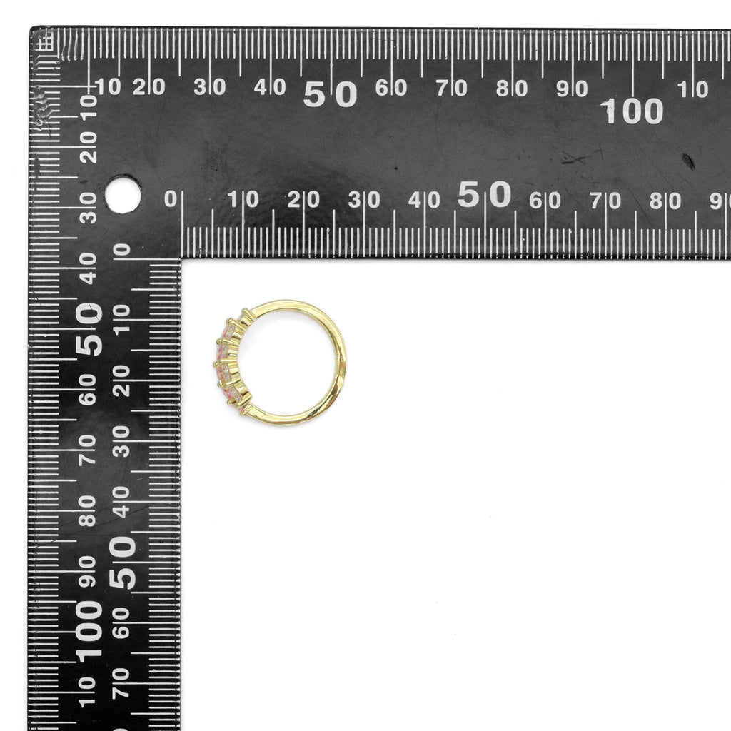 Gold Silver Pink Clear CZ Adjustable Ring, Sku#A150