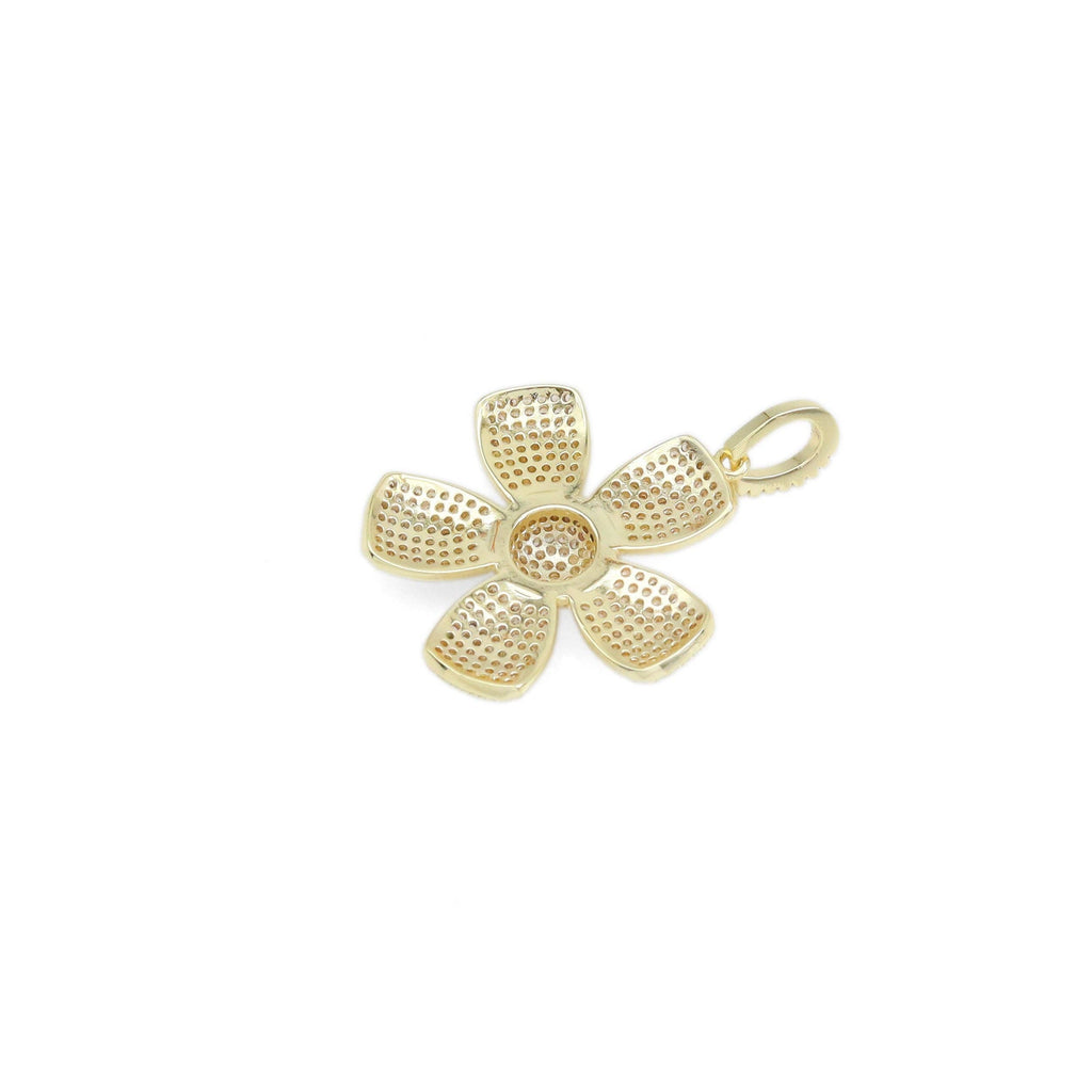 Gold Silver CZ Flower Charm, Sku#ML73/F489