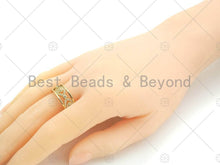 Load image into Gallery viewer, Gold Silver CZ Evil Eye Adjustable Ring, Sku#X197