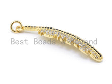 Load image into Gallery viewer, CZ Micro Pave Feather Pendant with Jump Ring, Cubic Zirconia Pendant/Charm,44x12mm,sku#F97C