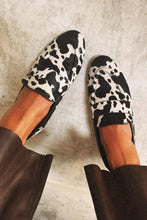 Load image into Gallery viewer, Women's Round-Toe Cow Print Rhinestone Slip-On Shoes | Chunky Low Heel Dress Shoes