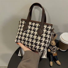 Load image into Gallery viewer, Women's Houndstooth Shoulder Bag | Checkered Wool Crossbody Handbag &amp; Messenger Tote