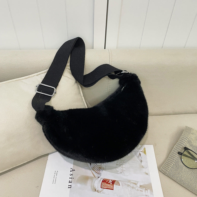 Women's Plush Crossbody Shoulder Tote Bag | Casual Lightweight Everyday Bag