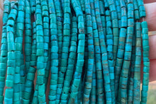 Load image into Gallery viewer, High Quallity Genuine Heishi Chinese Turquoise Beads, 3mm Blue Turquoise Tube Spacer Beads, 15.5'' Full Strand, SKU#U1226