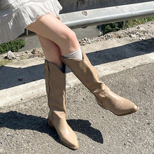 Load image into Gallery viewer, Women's Retro Western Cowboy Boots - Chunky Heel Pointed Toe Mid-Calf Boots with Side Zipper