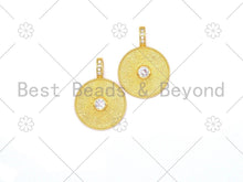 Load image into Gallery viewer, Big Clear CZ Micro Pave On Round Coin Shape Pendant/Charm,18K Gold Filled Medallion Charm, Necklace Bracelet Charm Pendant,20x28mm,Sku#LK381