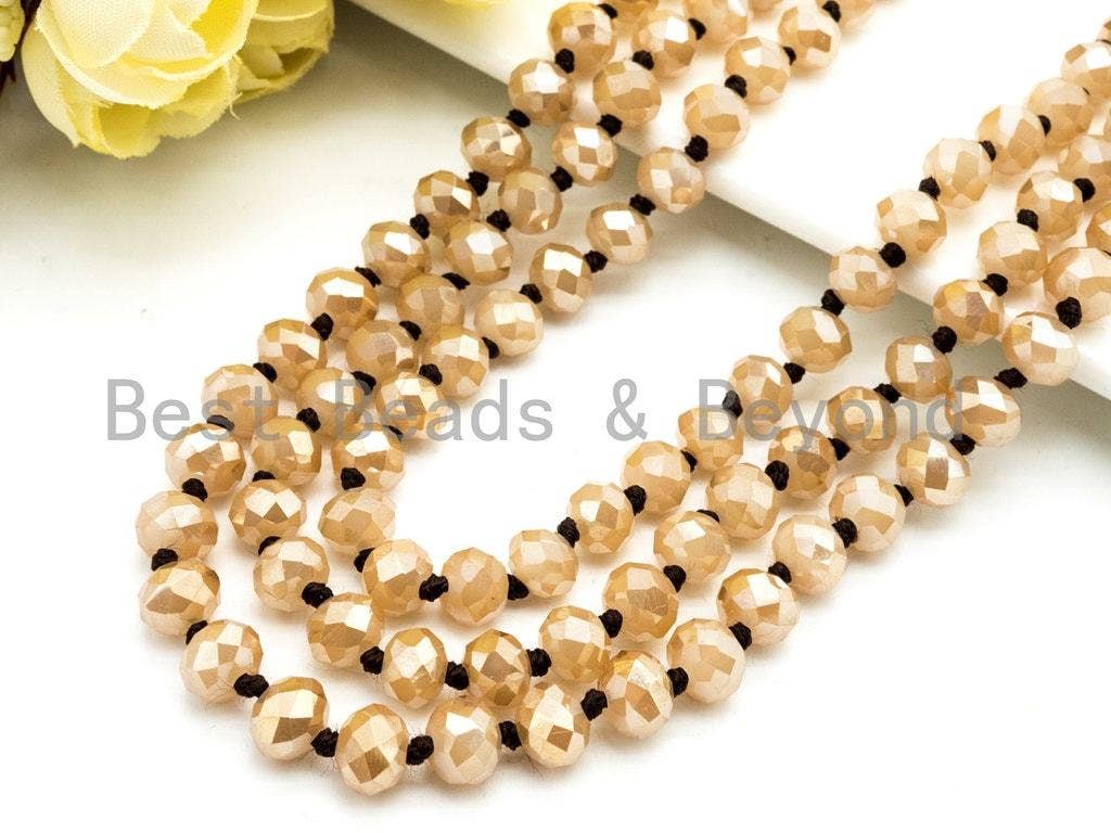 60 Extra Long Knotted Crystal Necklace